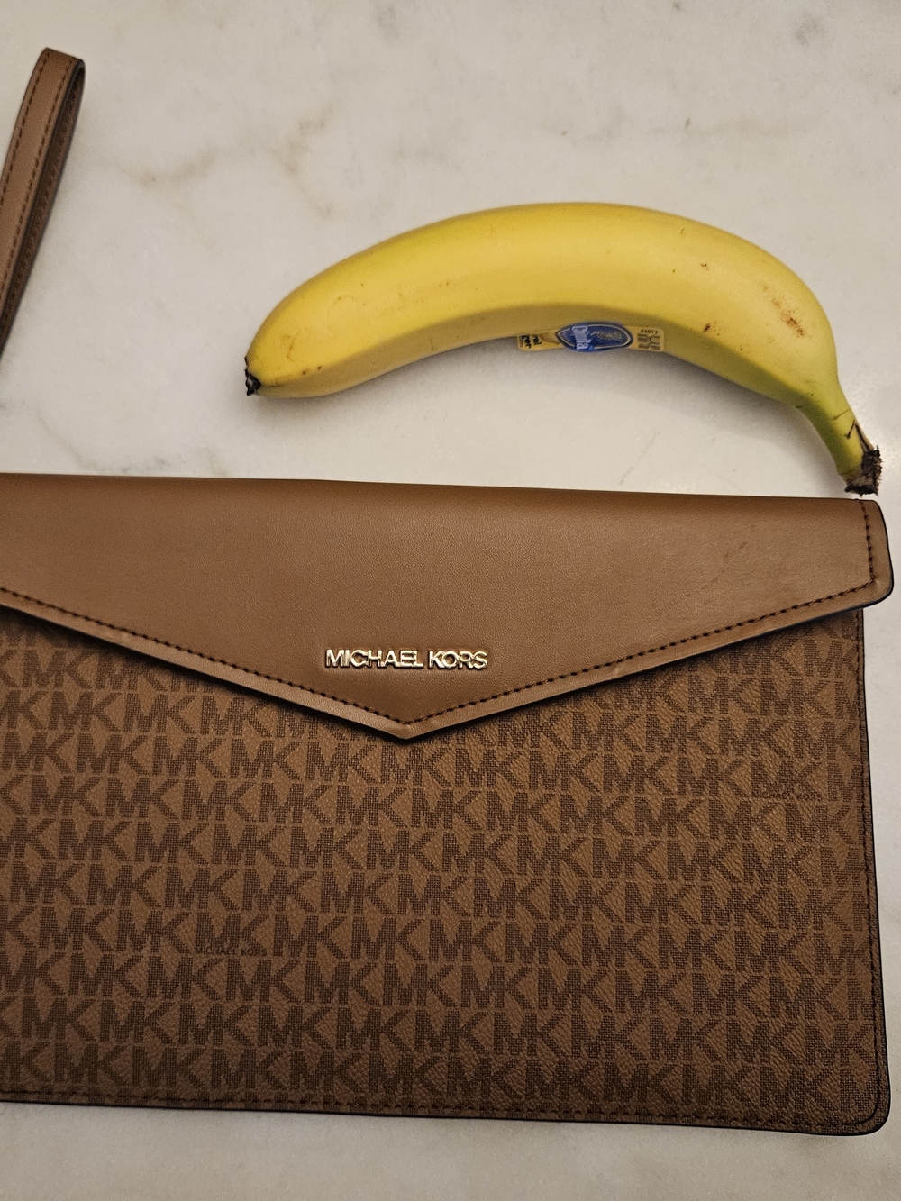 Michael Kors Brown Signature Envelope Crossbody Clutch
